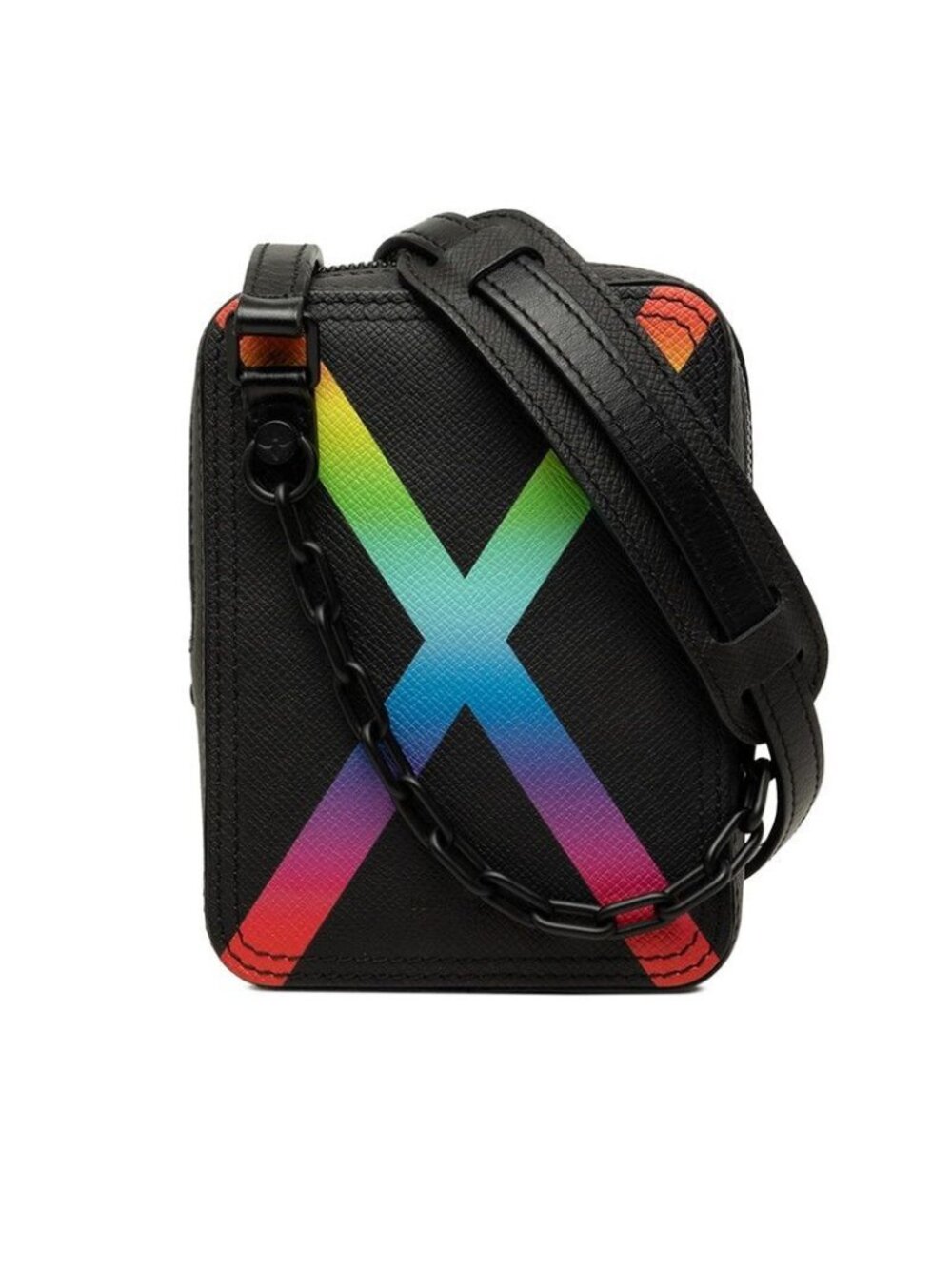 Louis Vuitton Taiga Rainbow Danube Messenger Crossbody Shoulder Bag Noir Black